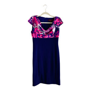 🍀 Hal Rubenstein NWOT Sz Small Pink Purple Floral Sheath Dress